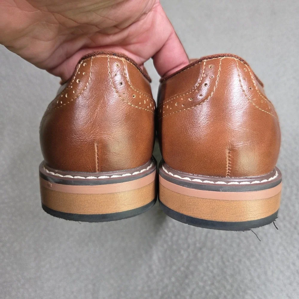 Madden Cap Toe Oxford Dress Shoes Men 10.5 Brown Perforated Brogue Lace Up